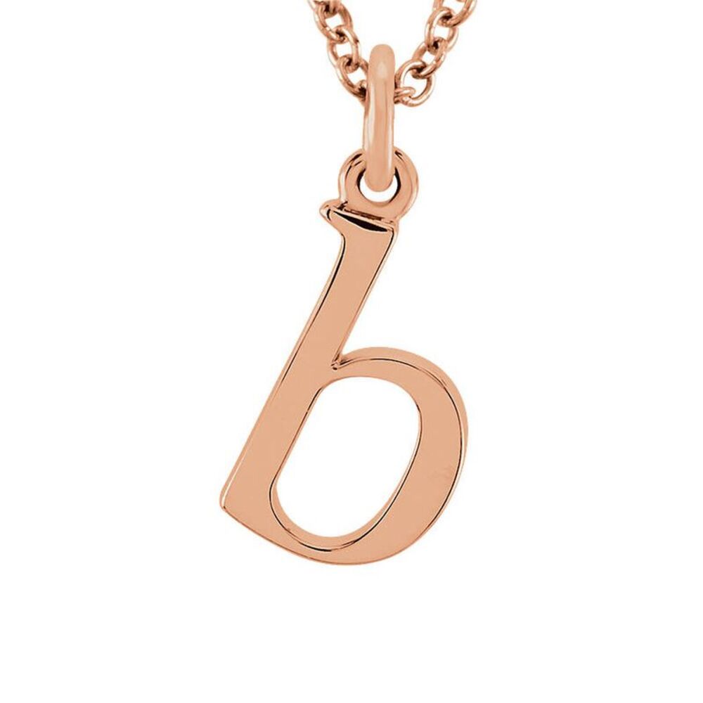 The Abbey Lower Case Initial 'b' Necklace in 14k Rose Gold, 16 Inch